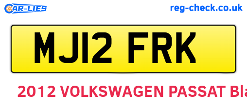 MJ12FRK are the vehicle registration plates.