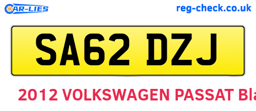 SA62DZJ are the vehicle registration plates.