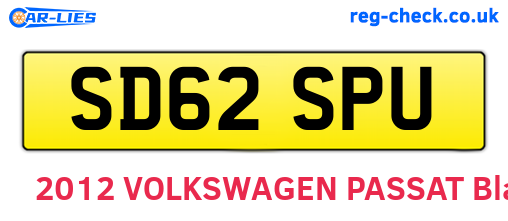 SD62SPU are the vehicle registration plates.
