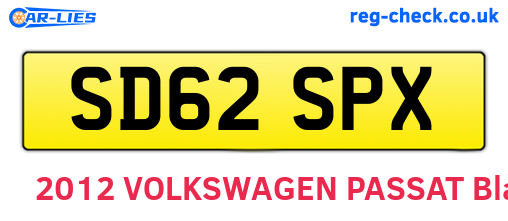 SD62SPX are the vehicle registration plates.