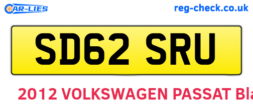 SD62SRU are the vehicle registration plates.