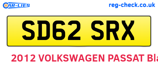 SD62SRX are the vehicle registration plates.