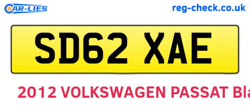 SD62XAE are the vehicle registration plates.