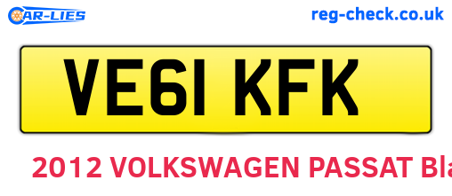 VE61KFK are the vehicle registration plates.