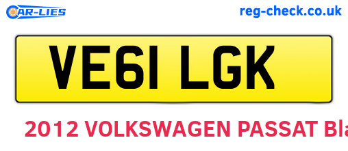 VE61LGK are the vehicle registration plates.