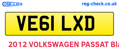 VE61LXD are the vehicle registration plates.