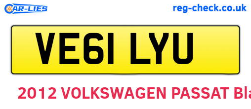 VE61LYU are the vehicle registration plates.