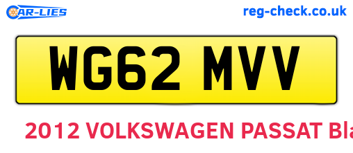 WG62MVV are the vehicle registration plates.