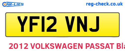 YF12VNJ are the vehicle registration plates.