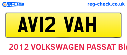 AV12VAH are the vehicle registration plates.