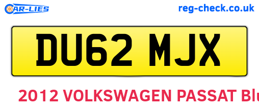 DU62MJX are the vehicle registration plates.