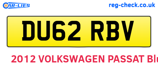 DU62RBV are the vehicle registration plates.