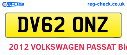 DV62ONZ are the vehicle registration plates.