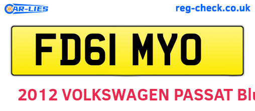 FD61MYO are the vehicle registration plates.