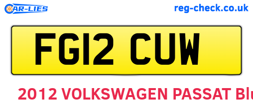 FG12CUW are the vehicle registration plates.