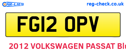 FG12OPV are the vehicle registration plates.
