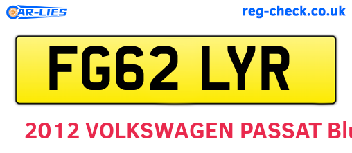 FG62LYR are the vehicle registration plates.