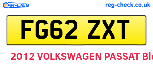 FG62ZXT are the vehicle registration plates.