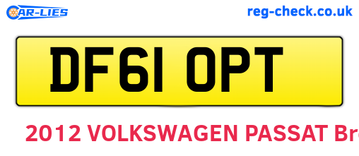 DF61OPT are the vehicle registration plates.