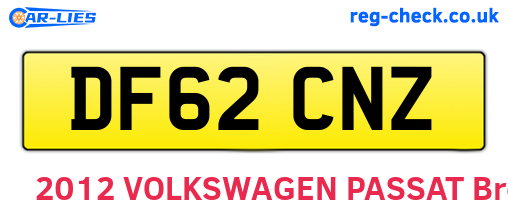 DF62CNZ are the vehicle registration plates.