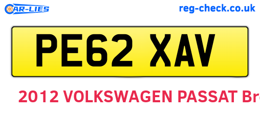 PE62XAV are the vehicle registration plates.