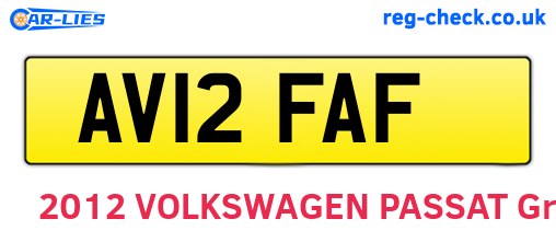 AV12FAF are the vehicle registration plates.