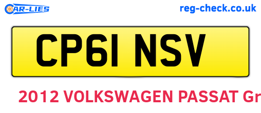 CP61NSV are the vehicle registration plates.
