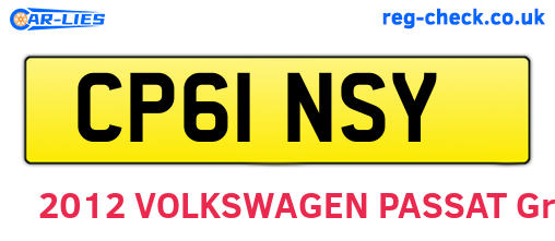 CP61NSY are the vehicle registration plates.