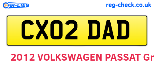 CX02DAD are the vehicle registration plates.