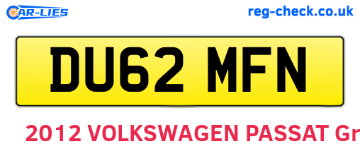 DU62MFN are the vehicle registration plates.