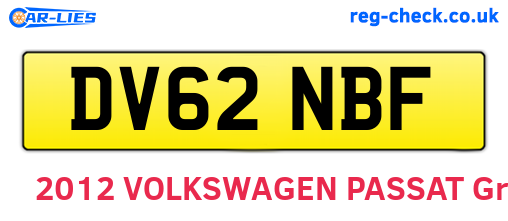 DV62NBF are the vehicle registration plates.
