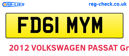 FD61MYM are the vehicle registration plates.