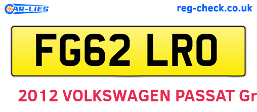 FG62LRO are the vehicle registration plates.