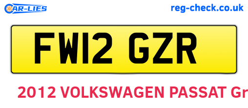 FW12GZR are the vehicle registration plates.