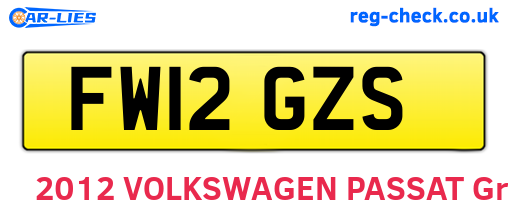 FW12GZS are the vehicle registration plates.