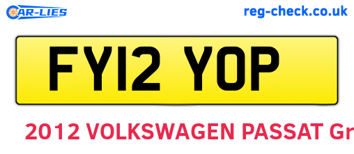FY12YOP are the vehicle registration plates.