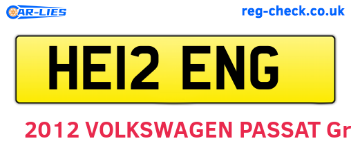 HE12ENG are the vehicle registration plates.