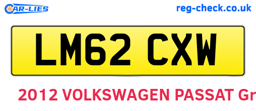 LM62CXW are the vehicle registration plates.