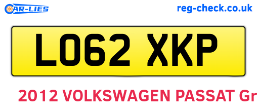 LO62XKP are the vehicle registration plates.