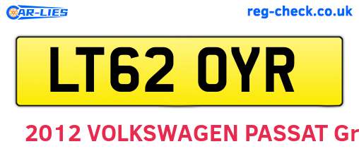 LT62OYR are the vehicle registration plates.