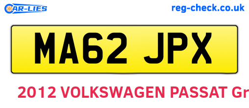 MA62JPX are the vehicle registration plates.