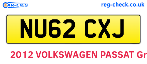NU62CXJ are the vehicle registration plates.
