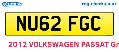 NU62FGC are the vehicle registration plates.