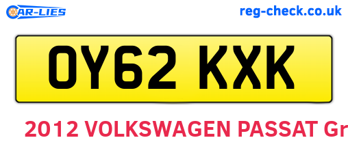OY62KXK are the vehicle registration plates.
