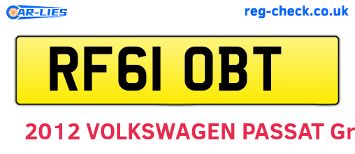 RF61OBT are the vehicle registration plates.