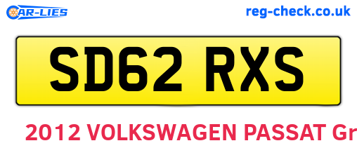 SD62RXS are the vehicle registration plates.