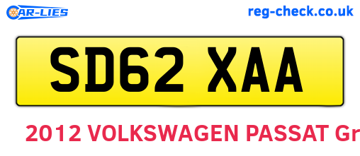 SD62XAA are the vehicle registration plates.