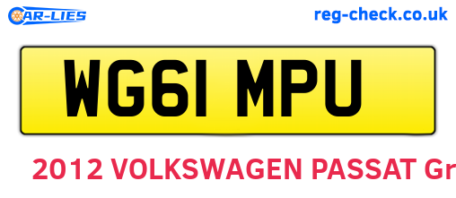 WG61MPU are the vehicle registration plates.