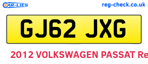 GJ62JXG are the vehicle registration plates.