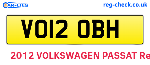 VO12OBH are the vehicle registration plates.